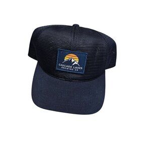 Cascade Lakes Brewing‎ Co. Trucker Hat Navy Blue Snapback Mesh Cap Adjustable